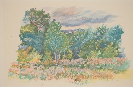 Lithographie Renoir - Le champs de fleur