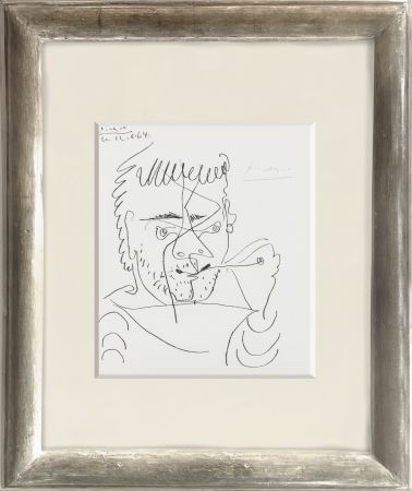 Lithographie Picasso - Le Fumeur, Self portrait, Hommage à Henry-Daniel Kahnweiler