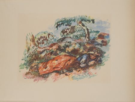 Lithographie Renoir - Le sommeil dans le champ