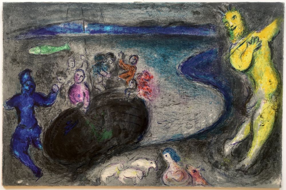 Lithographie Chagall - LE SONGE DU CAPITAINE BRYIAXIS (de la suite Daphnis & Chloé, 1961)