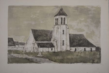 Lithographie Minaux - L'Eglise, circa 1960 - Hand-signed