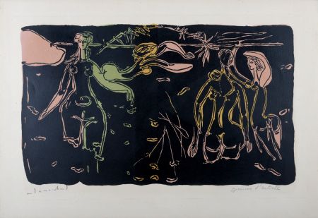 Lithographie Marchand - Les baigneuses, circa 1950