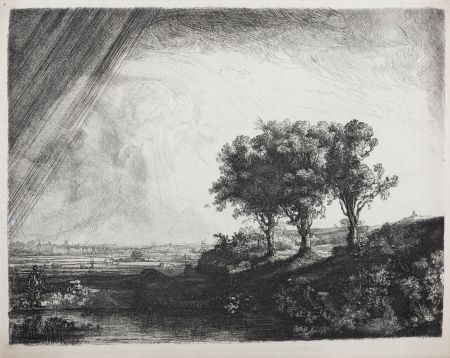 Héliogravure Rembrandt - Les trois arbres, circa 1870