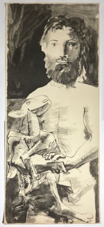 Lithographie Picasso - L'Homme au mouton. 1967.
