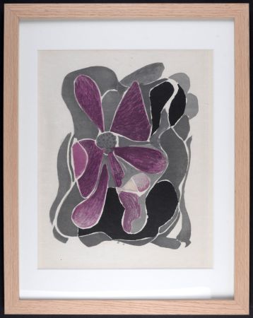 Lithographie Braque - L'Iris, 1963 - Framed