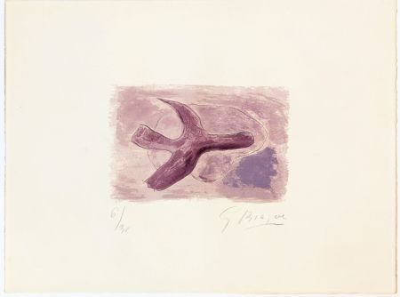 Lithographie Braque - L'oiseau mauve 