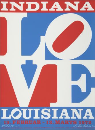 Sérigraphie Indiana - Louisiane, LOVE, 1972 - Hand-signed