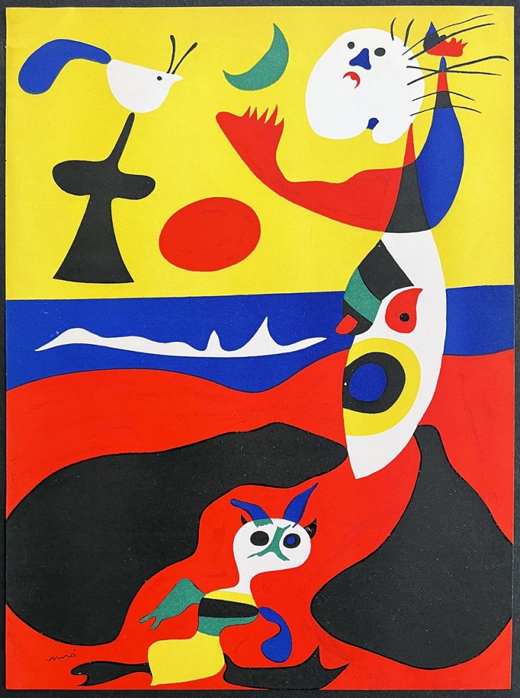 Lithographie Miró - L'ÉTÉ. Lithographie surréaliste, signée dans la composition  (1938)