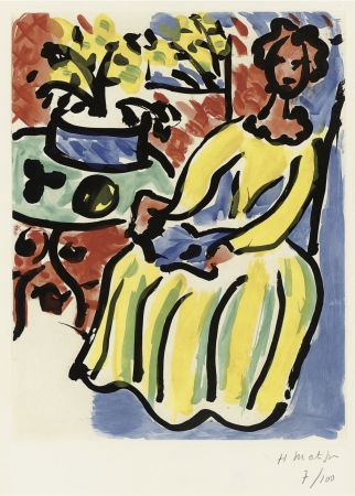 Aquatinte Matisse - Marie-José en robe jaune (D. 817)