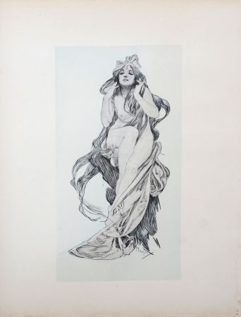 Lithographie Mucha - Nu assis, 1898