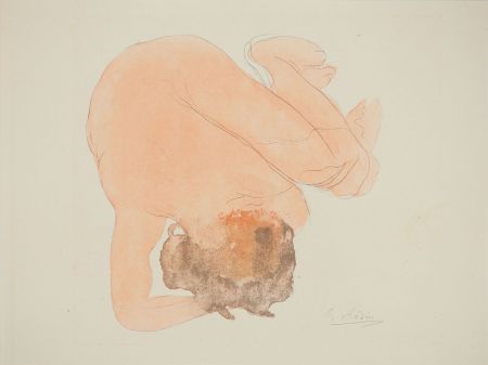 Lithographie Rodin - Nu assoupi