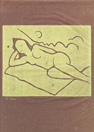 Linogravure Casorati - Nudo sdraiato sulla coperta
