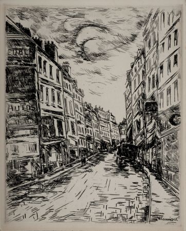 Gravure Vlaminck - Paris 1937 : La Montagne Sainte-Geneviève