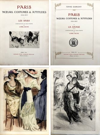 Livre Illustré Lobel-Riche - PARIS : LES BARS + LA DANSE. 2 volumes. 122 gravures (1912-1915)