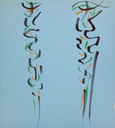 Aucune Technique Debré - Pastels sur papier bleu, 1991. 