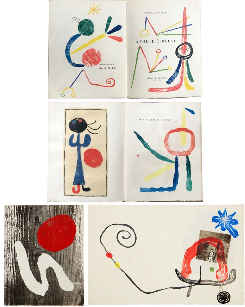 Livre Illustré Miró - Paul Eluard : À TOUTE ÉPREUVE. Avec dessin original signé (Gérald Cramer éditeur,1958)