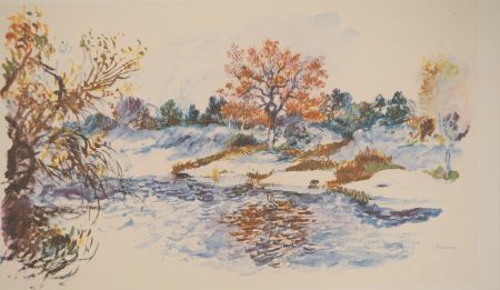 Lithographie Renoir - Paysage d'hiver