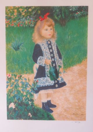 Lithographie Renoir - Petite fille au jardin