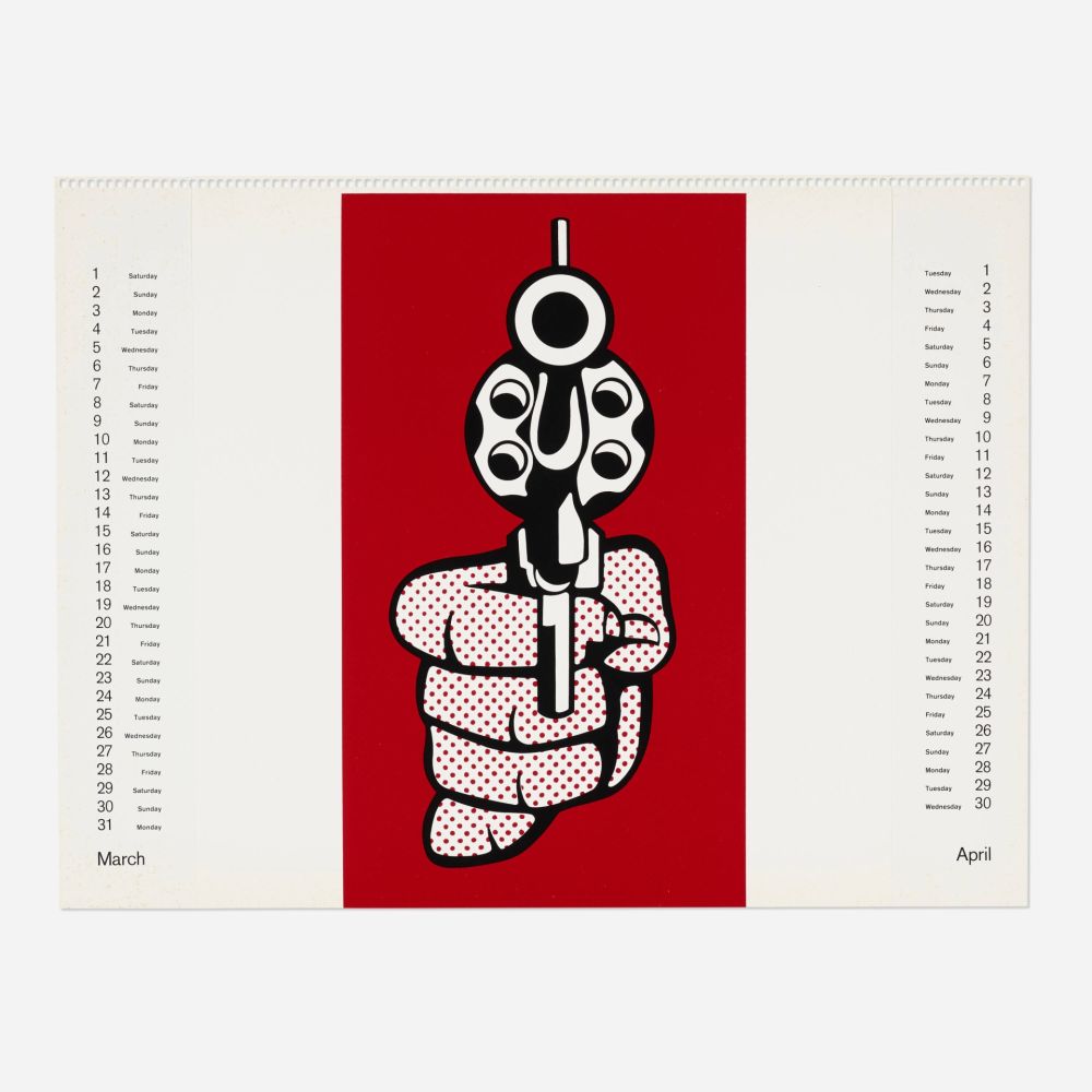 Sérigraphie Lichtenstein - Pistol (from Banner, Multiples Calendar