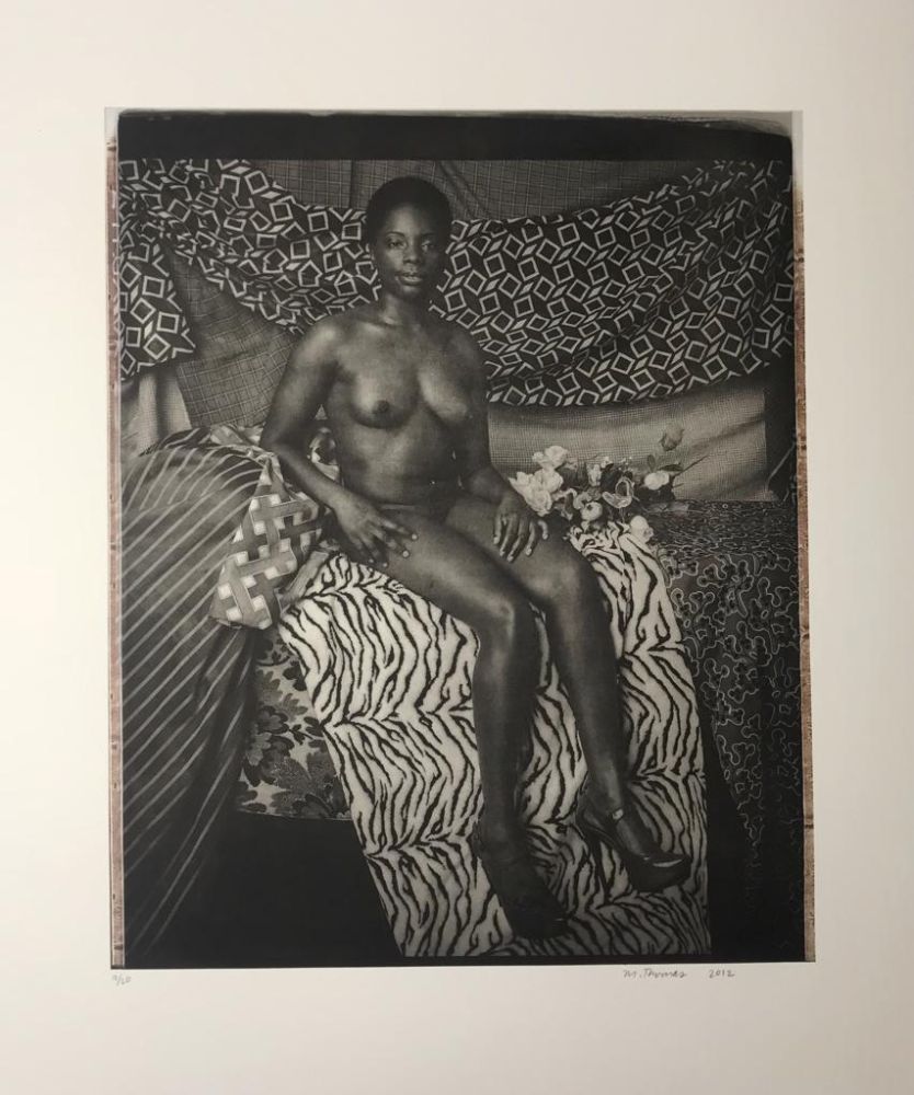 Photographie Mickalene - Portrait of Marie Sitting in Black and White 