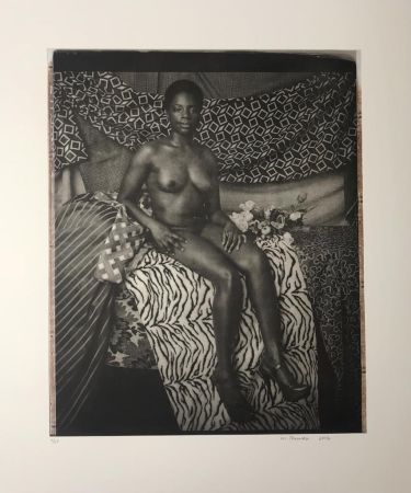 Photographie Mickalene - Portrait of Marie Sitting in Black and White 