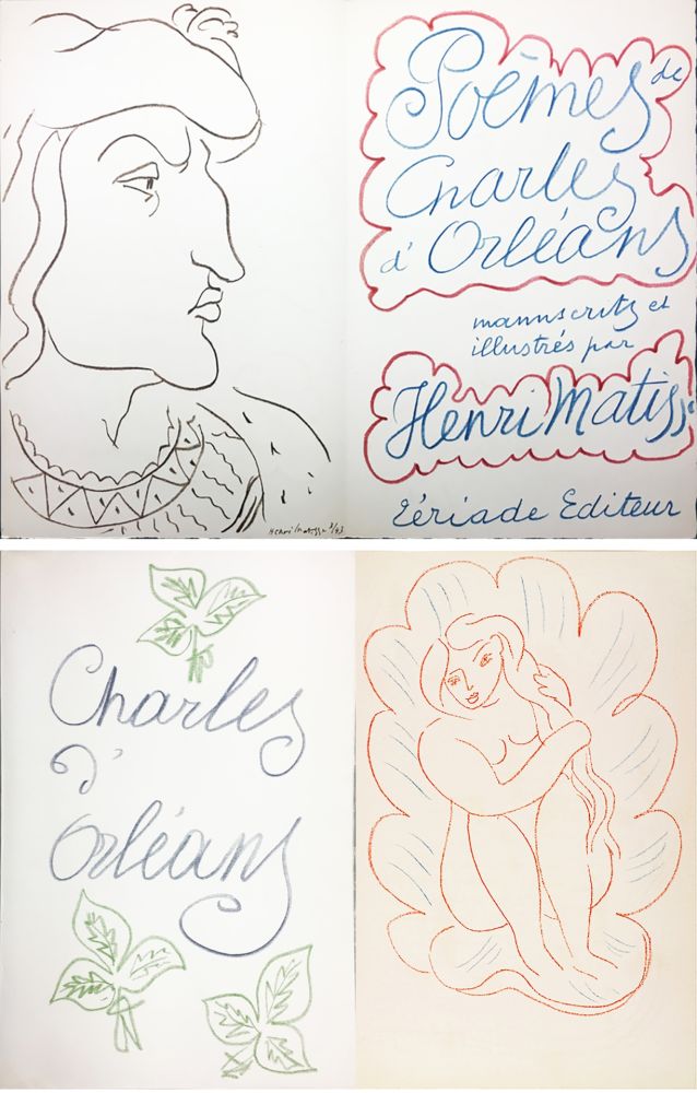 Livre Illustré Matisse - POÈMES DE CHARLES D'ORLÉANS. 54 lithographies en couleur par Henri Matisse (1950)