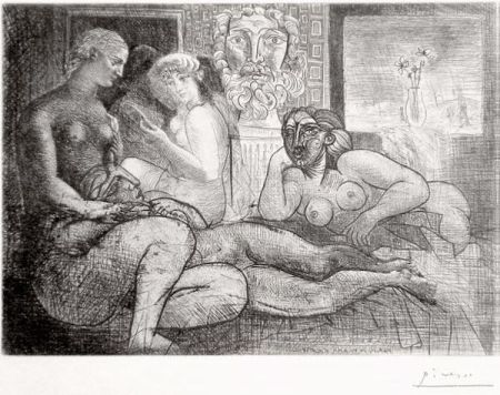 Eau-Forte Picasso - ‚Quatre femmes nues et tete sculptée La Suite Vollard