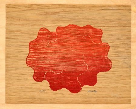 Intaglio Ibarrola - Rojo sobre madera