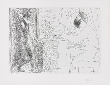Eau-Forte Picasso - ‚Sculpteur et son modèle devant une fenêtre‘ La Suite Vollard