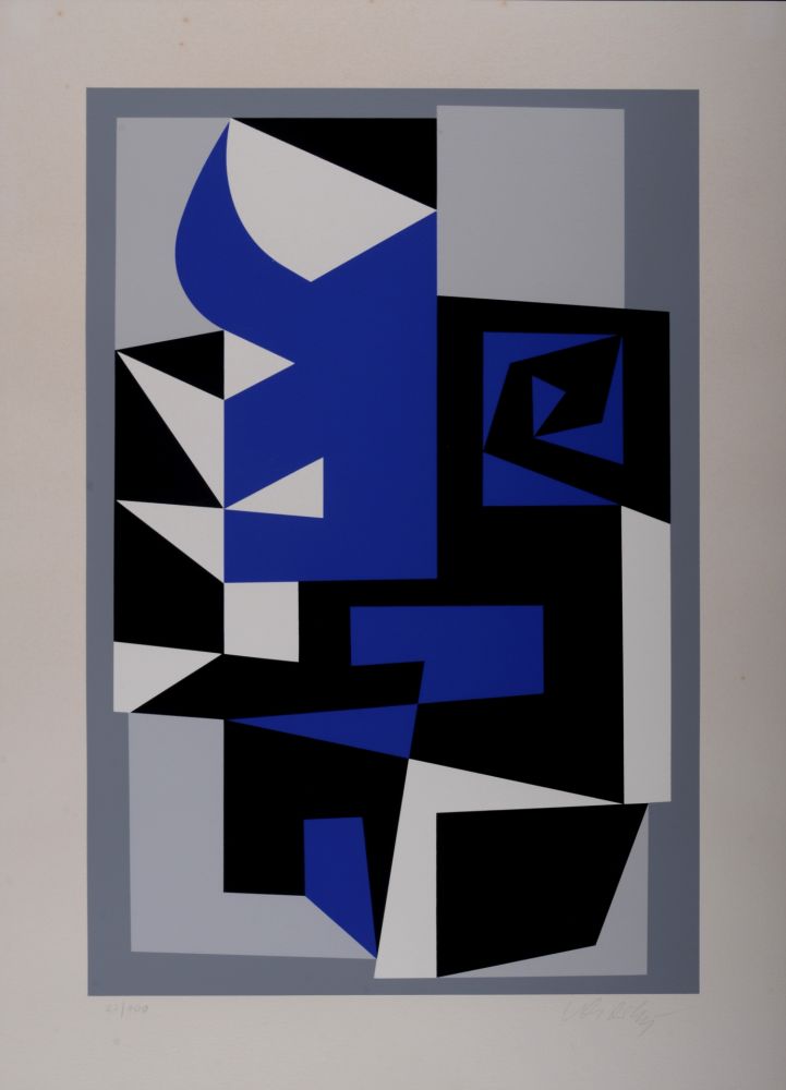 Sérigraphie Vasarely - Sian Bleu