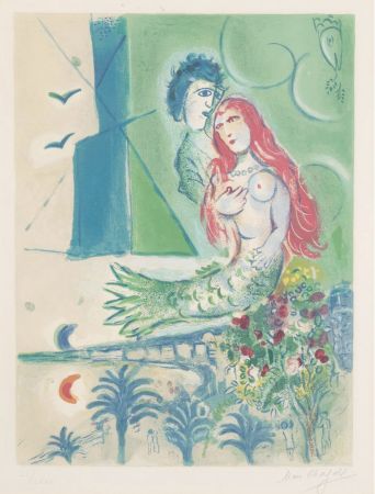 Lithographie Chagall - Sirene au Poete