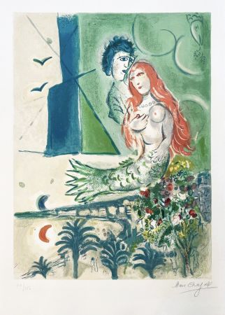 Lithographie Chagall - Sirène au Poète 