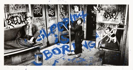 Sérigraphie Mr Brainwash - Sleeping is boring - Blue