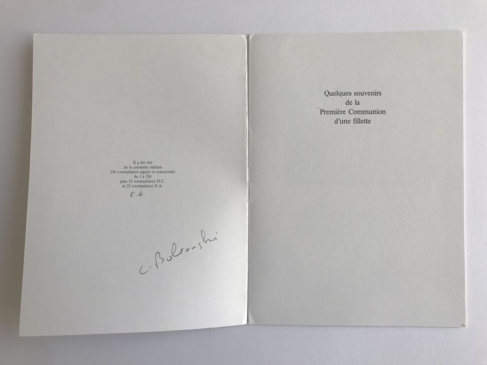 Livre Illustré Boltanski - Souvenirs de la première communion d'une fillette