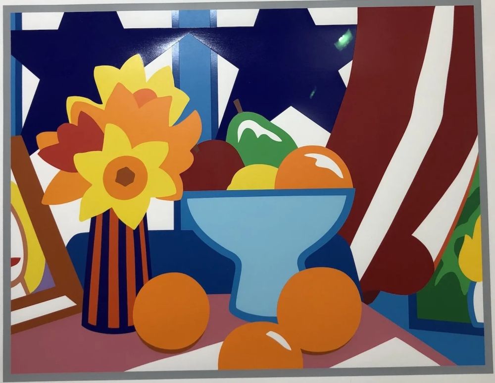 Sérigraphie Wesselmann - Still life with blowing curtain ( red)