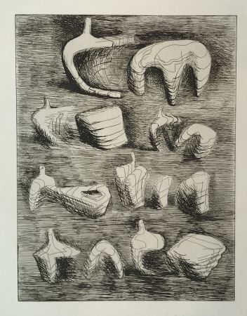 Gravure Moore - Studies for Sculpture Two and Three Piece Reclining Figures (2nd State)