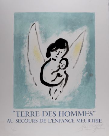 Lithographie Chagall (After) - Terre des Hommes, 1971 - Hand-signed