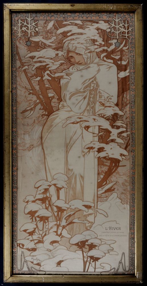 Lithographie Mucha - The Seasons : Winter, 1900