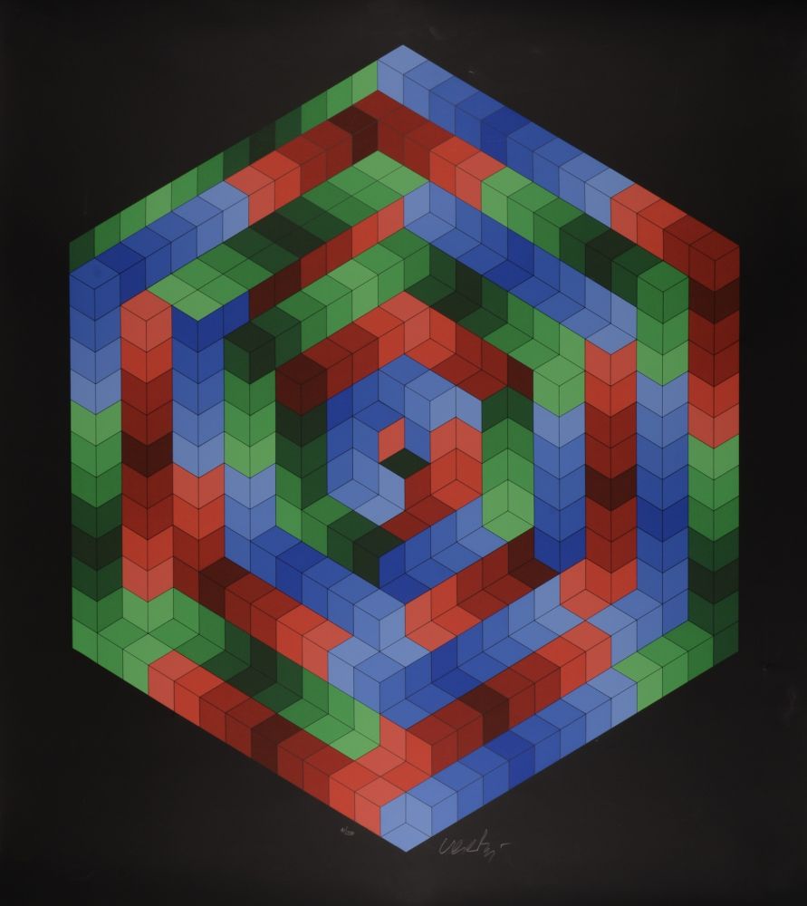 Sérigraphie Vasarely - Tsiga, 1973 - Hand-signed