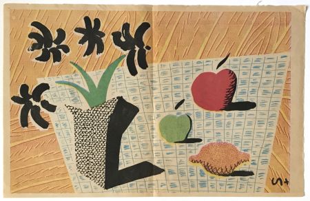 Lithographie Hockney - Two Apples and One Lemon and Four Flowers