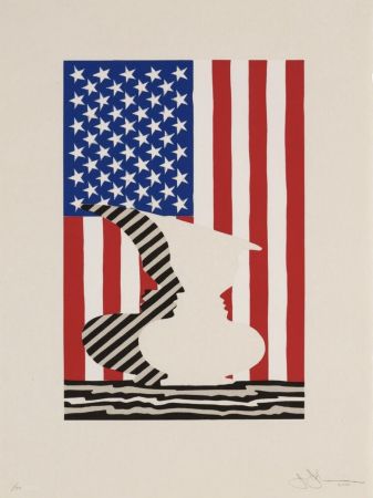 Linogravure Johns - Untitled (Flag and Vase)