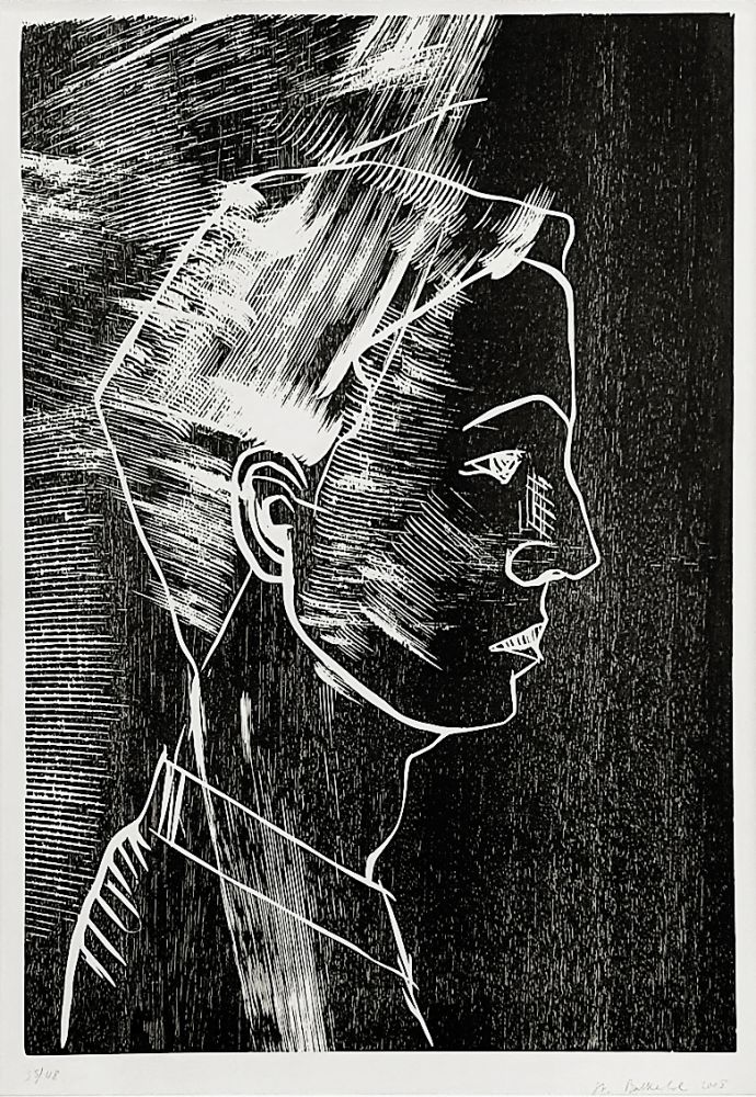 Gravure Sur Bois Balkenhol - Untitled (male head in profile)