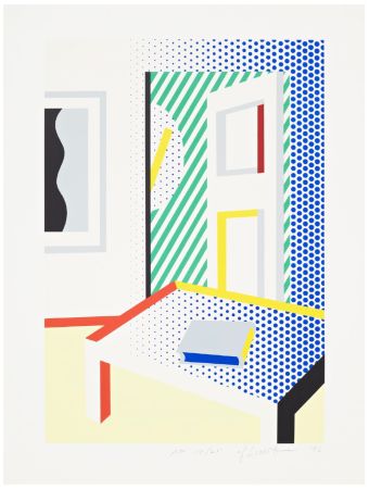 Sérigraphie Lichtenstein - Virtual Interior with Book, 1996