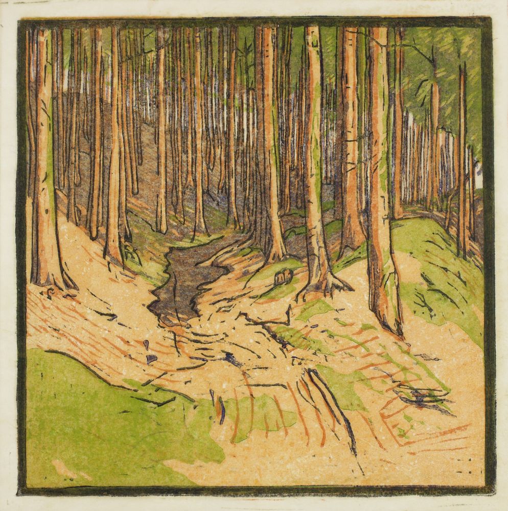 Linogravure Henneberg - Waldweg