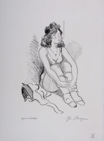 Lithographie Brayer - Zizi Jeanmaire assise #IX, 1949 - Hand-signed