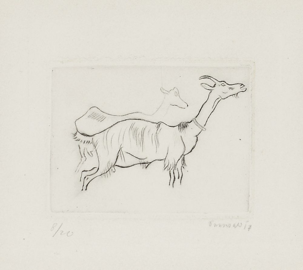 Gravure Seewald - Zwei Ziegen (Two goats)