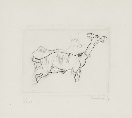 Gravure Seewald - Zwei Ziegen (Two goats)